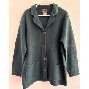 Sag Harbor Blazer Jacket Womens XL Kelly Green Wool‎ Vintage Prairie Cottage VTG